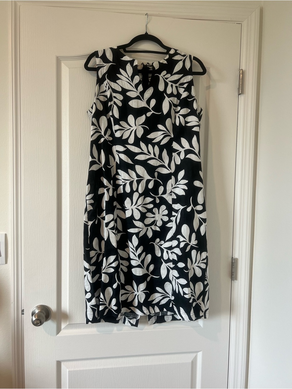 Chico's Black and White Leaf-Print Midi Dress